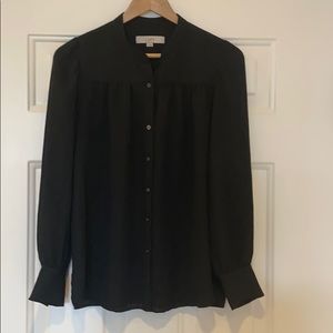 Loft button down blouse with textured plaid